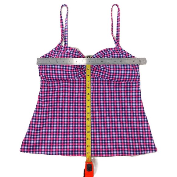 Women's Swimsuit Top Twist Bra Tankini Gingham Colorful Stretchy Size 16 / XL - Picture 4 of 6